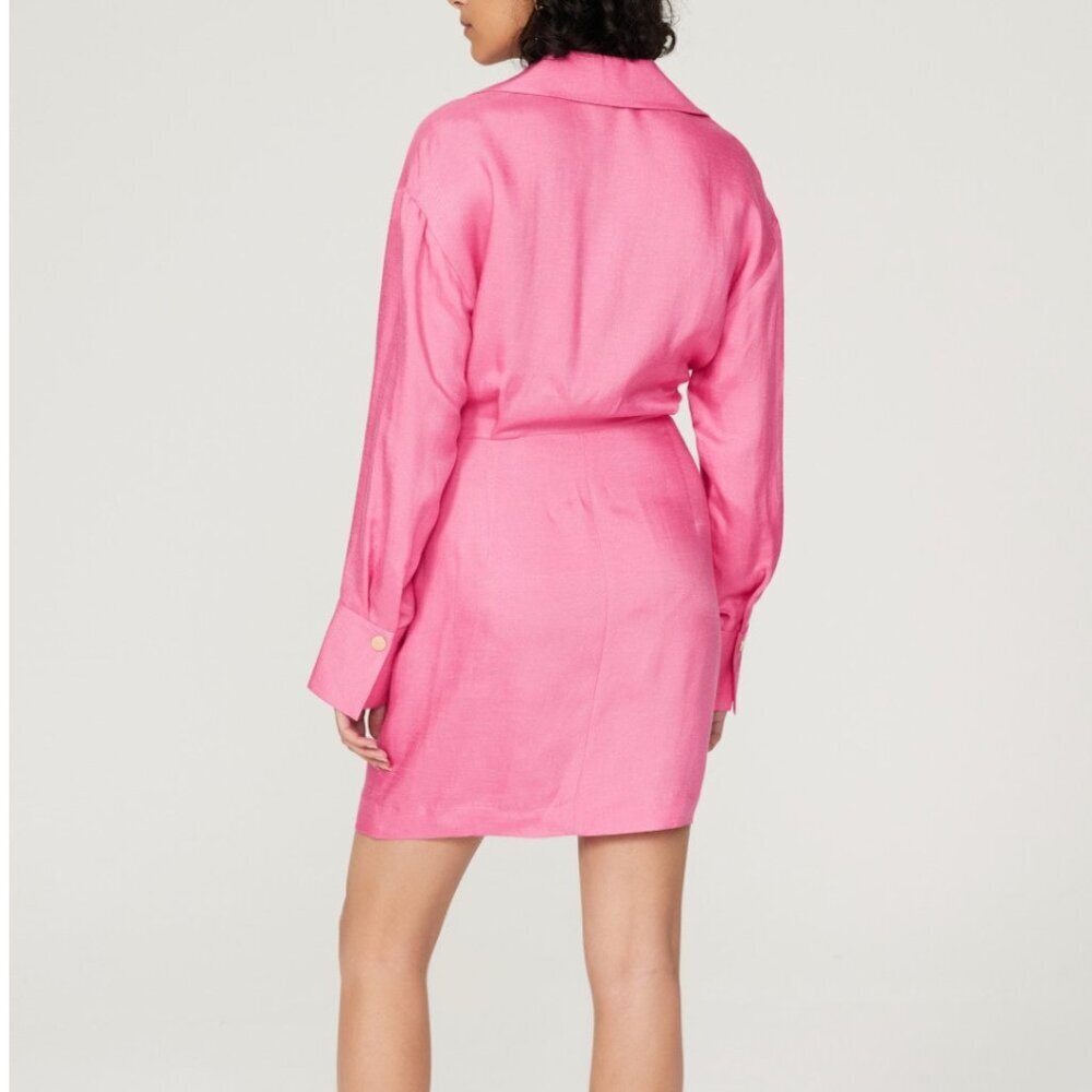 SANDRO Elvira Linen Shirt Dress Size 36 - Picture 3 of 12